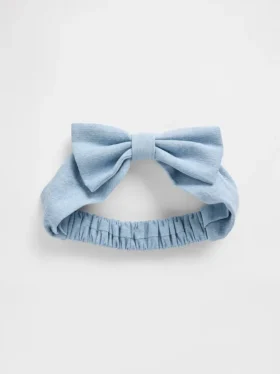 Bandeau en denim pour bébé avec nœud