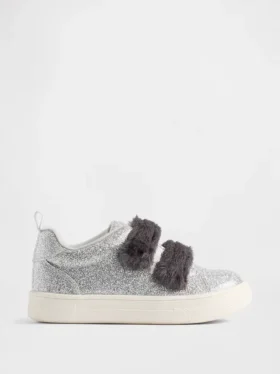 Baskets pailletées en fourrure vegan pour tout-petits