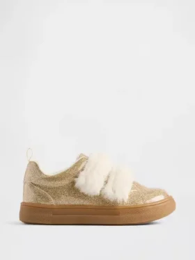 Baskets pailletées en fourrure vegan pour tout-petits