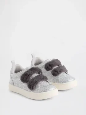 Baskets pailletées en fourrure vegan pour tout-petits