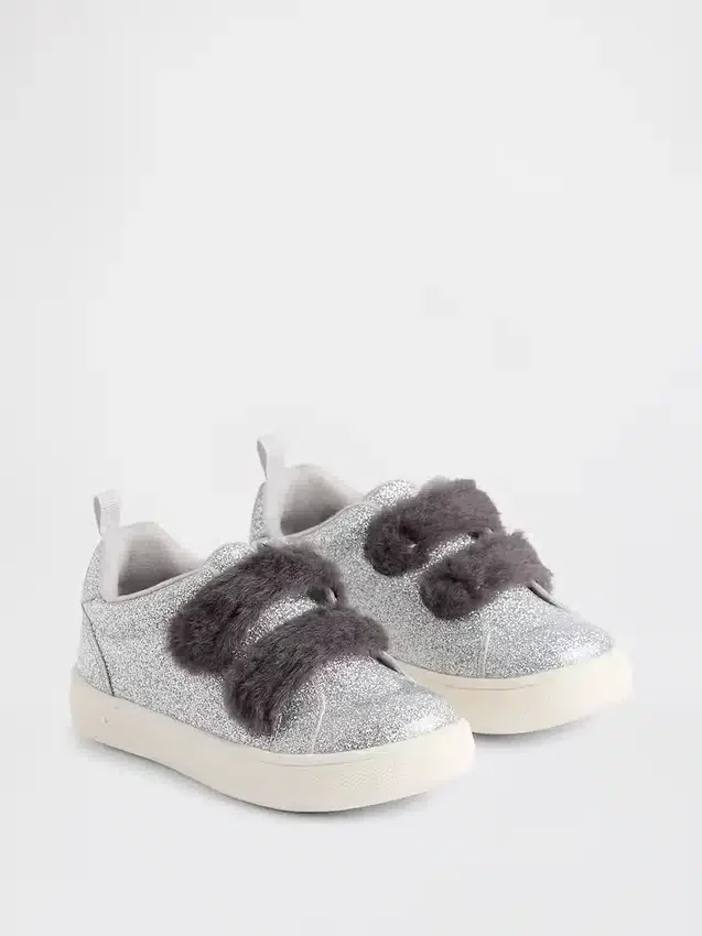 Baskets pailletées en fourrure vegan pour tout-petits