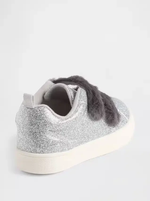 Baskets pailletées en fourrure vegan pour tout-petits