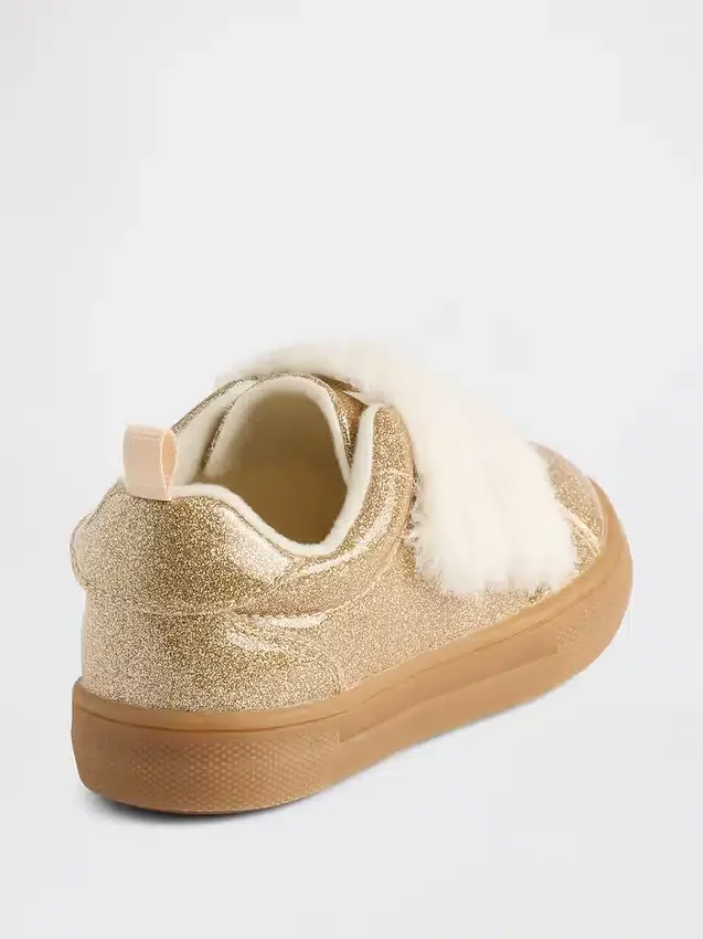 Baskets pailletées en fourrure vegan pour tout-petits