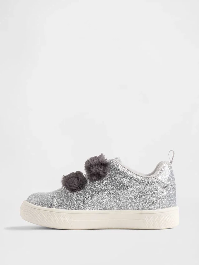Baskets pailletées en fourrure vegan pour tout-petits