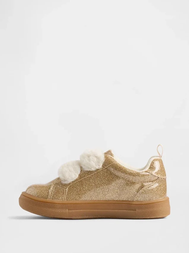 Baskets pailletées en fourrure vegan pour tout-petits