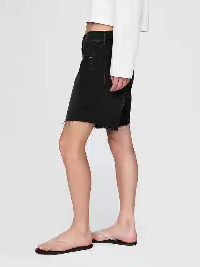Bermuda en denim ample style années 90, taille mi-haute, 8"