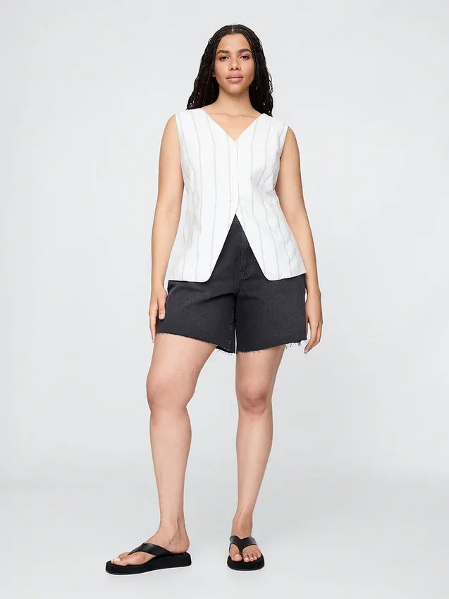 Bermuda en denim ample style années 90, taille mi-haute, 8"