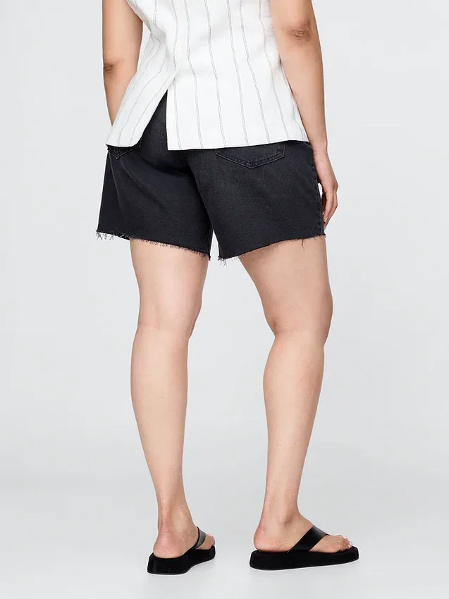 Bermuda en denim ample style années 90, taille mi-haute, 8"