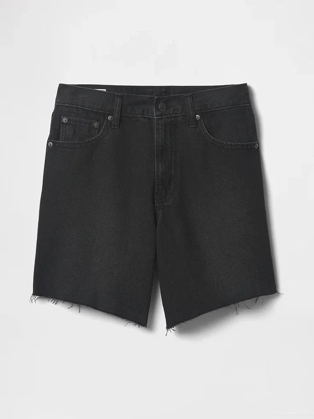 Bermuda en denim ample style années 90, taille mi-haute, 8"