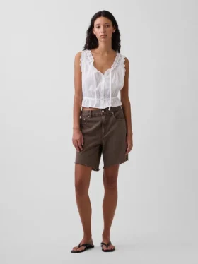 Bermuda en denim ample à taille mi-haute de 8"