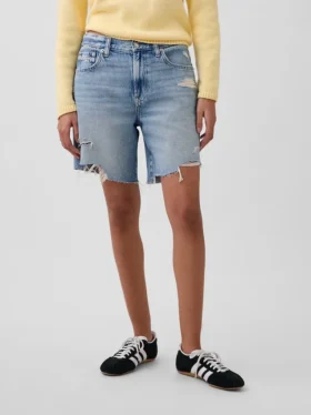 Bermuda en denim ample à taille mi-haute de 8″