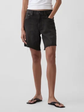 Bermuda en denim ample à taille mi-haute de 8″