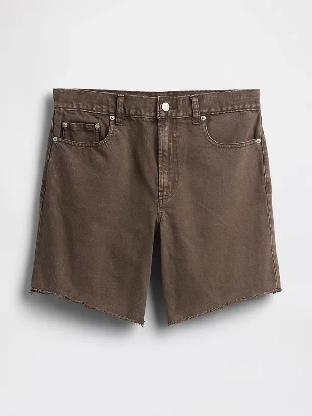 Bermuda en denim ample à taille mi-haute de 8"