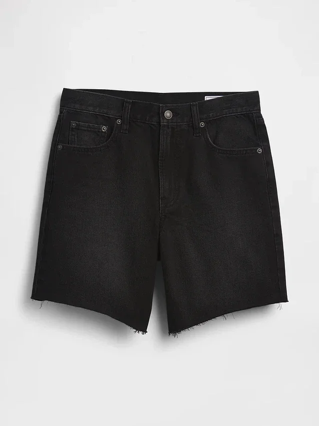Bermuda en denim ample à taille mi-haute de 8"