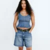 Bermuda en denim ample à taille mi-haute de 8"