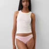 Bikini en coton stretch bio avec bordure en dentelle