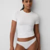 Bikini en coton stretch bio avec bordure en dentelle