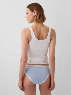 Bikini en coton stretch bio avec bordure en dentelle