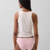 Bikini en coton stretch bio avec bordure en dentelle
