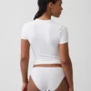 Bikini en coton stretch bio avec bordure en dentelle