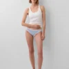 Bikini en coton stretch bio avec bordure en dentelle