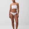 Bikini en coton stretch bio avec bordure en dentelle