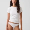 Bikini en coton stretch bio ultra-doux avec bordure en dentelle