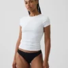 Bikini en coton stretch bio ultra-doux avec bordure en dentelle
