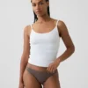 Bikini en coton stretch bio ultra-doux avec bordure en dentelle