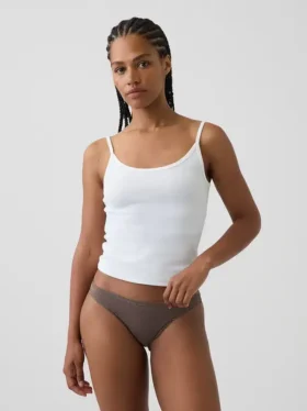 Bikini en coton stretch bio ultra-doux avec bordure en dentelle