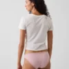 Bikini en coton stretch bio ultra-doux avec bordure en dentelle