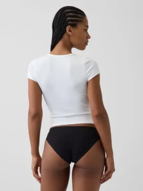 Bikini en coton stretch bio ultra-doux avec bordure en dentelle