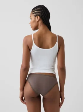 Bikini en coton stretch bio ultra-doux avec bordure en dentelle