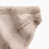 Bikini en coton stretch bio ultra-doux avec bordure en dentelle