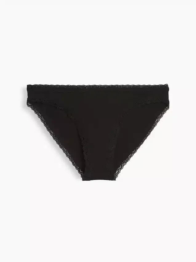Bikini en coton stretch bio ultra-doux avec bordure en dentelle