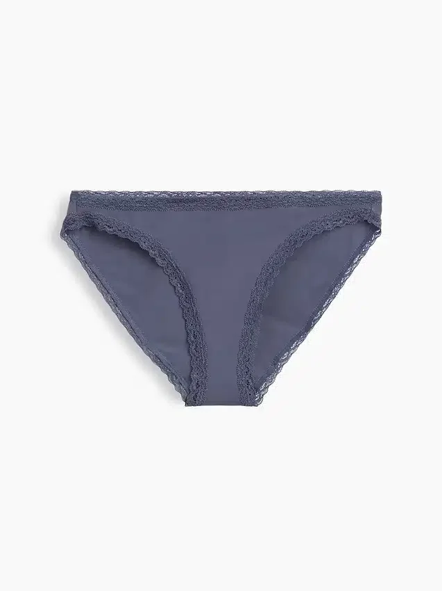 Bikini en coton stretch bio ultra-doux avec bordure en dentelle