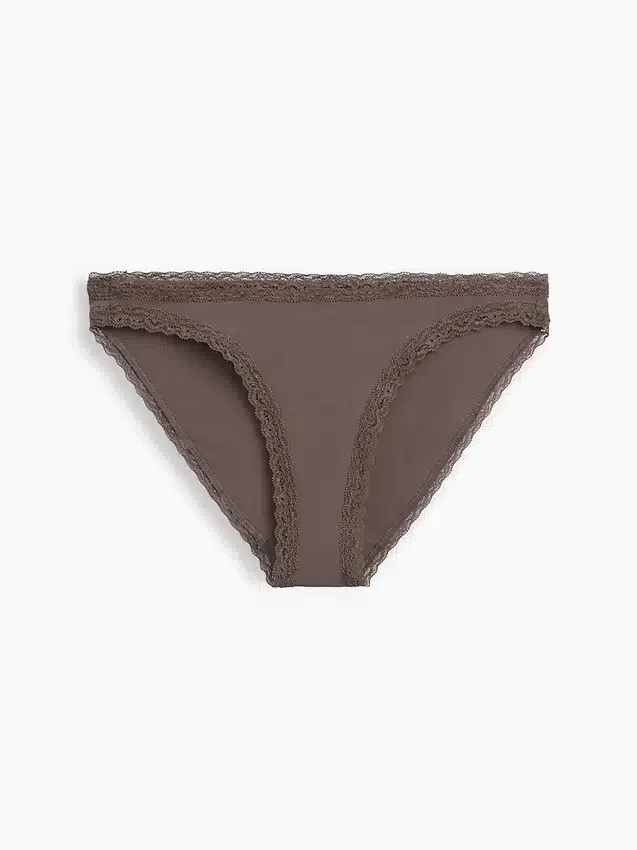 Bikini en coton stretch bio ultra-doux avec bordure en dentelle