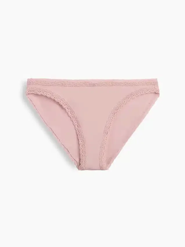 Bikini en coton stretch bio ultra-doux avec bordure en dentelle