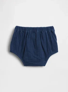 Bloomer en denim en gaze de coton pour bébé, style marin