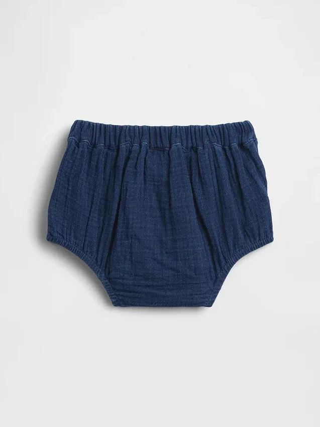 Bloomer en denim en gaze de coton pour bébé, style marin