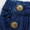 Bloomer en denim en gaze de coton pour bébé, style marin