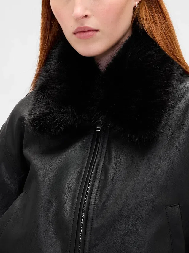 Blouson aviateur en cuir vegan