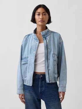 Blouson aviateur en denim oversize