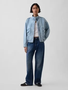 Blouson aviateur en denim oversize