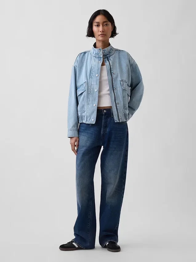 Blouson aviateur en denim oversize