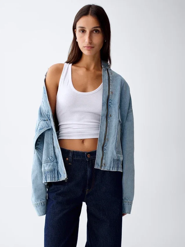 Blouson aviateur en denim oversize