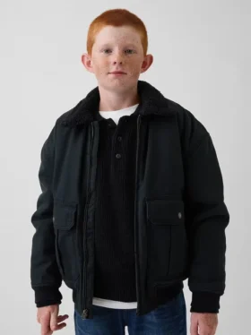 Blouson aviateur en toile doublé de sherpa pour enfant