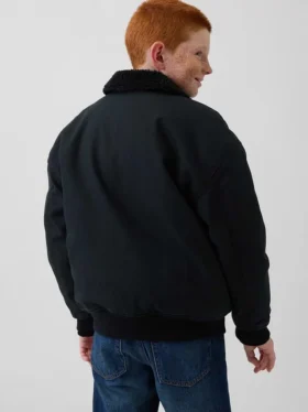 Blouson aviateur en toile doublé de sherpa pour enfant