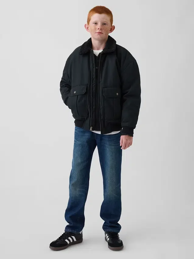 Blouson aviateur en toile doublé de sherpa pour enfant