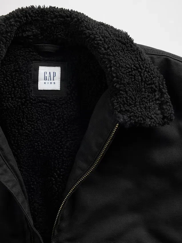 Blouson aviateur en toile doublé de sherpa pour enfant
